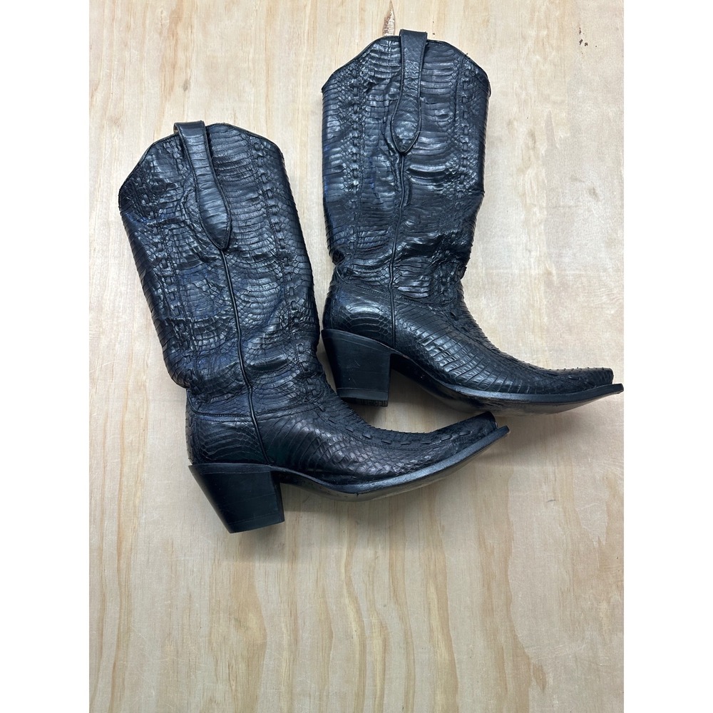 Corral Womens Black Python Snake Skin Western Cowboy Boots Pointed Toe A1129 10M